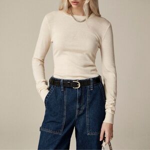 J. Crew Carolyn Sweater Crewneck 100% Merino Sz Small Ivory color